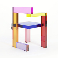 Chaise en acrylique couleur personnalisée avec couture lumière transparente tabouret de luxe chaise de salle à manger chaise de maquillage dossier chaise en cristal