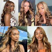 Perruques Lace Front en Cheveux Humains Brésiliens Vierges, Brun Clair, Couleur HD, Taille de Bonnet Petite, Sans Colle, Bandeau Long de 34 Pouces