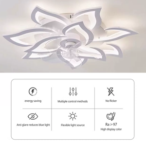 ไฟดอกไม้ LED อัจฉริยะทันสมัยพร้อมรีโมทคอนโทรล  พร้อมพัดลมเพดานปรับความสว่างได้ 6 ระดับ สำหรับห้องครัว ห้องนอน ห้องนั่งเล่น - Product Image 4