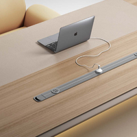 Ensemble de bureau de direction haut de gamme en bois massif, surface de travail spacieuse, rangement dissimulé, lumières LED intégrées, convertible et extensible