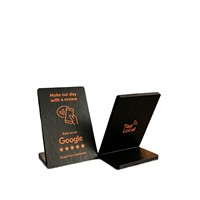 Support RFID en bois avec logo personnalisé, touchez pour ouvrir le lien de commande pour les restaurants