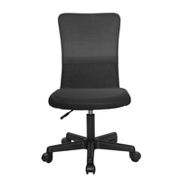Kabel Chaise d'ordinateur de visiteur sans bras en tissu noir à dossier moyen Chaises de bureau pivotantes