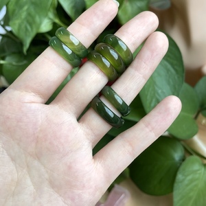 Anillo de jade verde para hombre y mujer, piedra natural china - Product Image 2