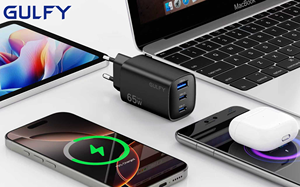 Gulfy 65W ba cổng gan-netzteil, 2 <span class=keywords><strong>USB</strong></span>-C 1 <span class=keywords><strong>USB</strong></span>-A, schnell ladung Lông Điện thoại và cho MacBook Pro (EU/UK-stecker) - Product Image 4