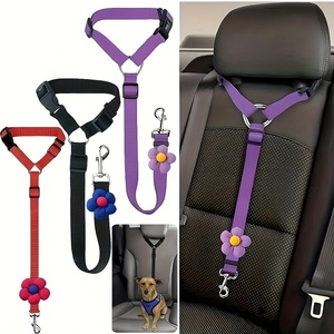 Cinturón de Seguridad para Perros de Nailon para Automóvil con Correa Ajustable, Anclaje Seguro al Reposacabezas para Mascotas, Arnés de Viaje Resistente para Perros de Todos los Tamaños - Product Image 1