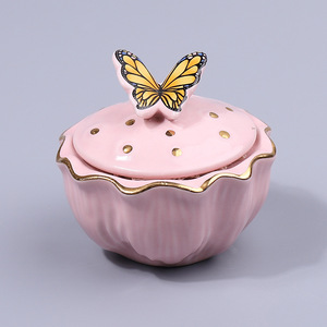 Wholesale Professional Nail Cup with Butterfly Decoration Ceramic Glass Material for Acrylic Liquid Wash Cleaning <b>Pen</b> with Cover - Product Image 5