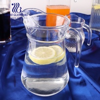 Pichet à eau en verre de 1,8 l avec poignée et couvercle en PP pour jus, limonade, pichet à eau en verre