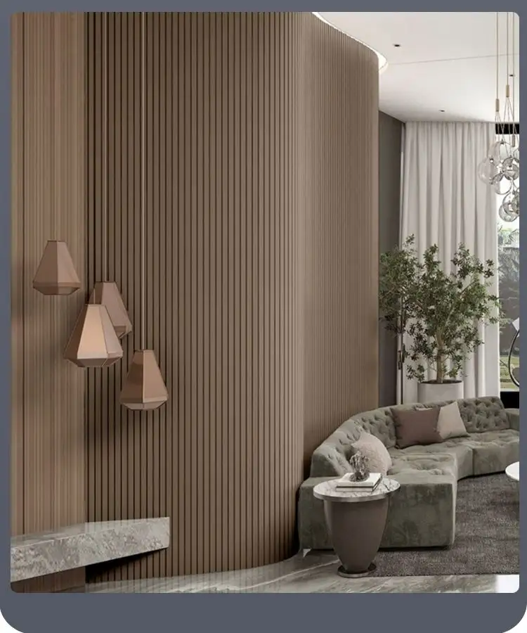 New building materials bamboo fiber inner an arc wall board Rotating wpc wall panel