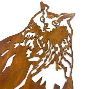 Owl Garden Ornament Metal Outdoor Decor Natural Finish Freestanding Animal Shape Art Deco Style - Product Image 2