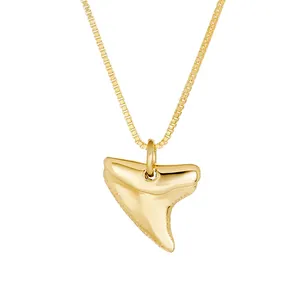 Gemnel woman fashion jewelry 925 sterling silver shark tooth necklace