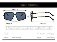 Lunettes de soleil carrées irrégulières sans monture, grande monture, style défilé, protection UV400, unisexe, tendance