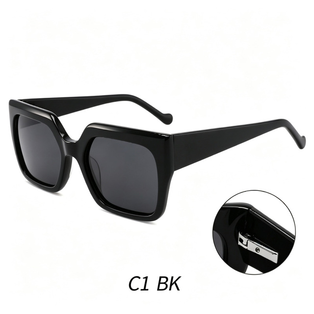 High Fashion Quality Vintage Square Frame Polarized Shades Custom Logo Acetate Luxury Sunglasses Women Men