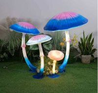 Ensemble de 4 lampes champignons lumineuses en résine translucide et fibre de verre, éclairage LED IP65 pour jardin extérieur, idéal pour aménagement paysager