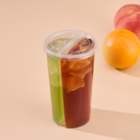 Gobelets en plastique jetables à double compartiment transparents de 500 ml et 700 ml avec couvercles et pailles, à 2 compartiments pour jus et thé à bulles