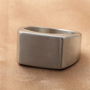yunnique Men's <b>Titanium</b> Steel Square <b>Ring</b> Silver Geometric Retro Style Gift Jewelry 16039 - Product Image 1