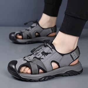 Sandalias de Hombre para Exteriores con Punta Cerrada, Cómodas, Casuales, de Verano, con Suela de Goma, Entresuela de EVA, Forro Textil, Parte Superior de Cuero Genuino, Estilo Slip-On - Product Image 4