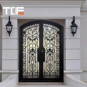 Factory Exterior Security Simple Cast <strong>Rustic</strong> Black Wrought Iron Doors Industry in China - Product Image 1
