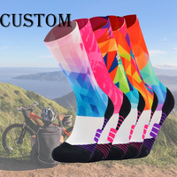 Chaussettes de sport de compression personnalisées colorées pour le cyclisme, sublimées, pour jeunes et adultes