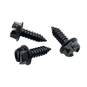 #14x3/<b>4</b>" Black Standard Car License Plate <b>Screws</b> Self Tapping Hex <b>Screw</b> With Slot Head - Product Image 1
