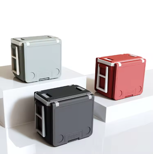 Große Plastik-Kühlbox Praktische Tragbare Isolierte Kühlbox mit Klapptisch und Hocker für Angeln und Camping - Product Image 2