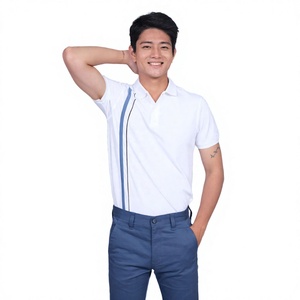 Polo à manches courtes pour homme, blanc, couleur unie, décontracté, respirant, tissu popeline, coupe classique - Product Image 1
