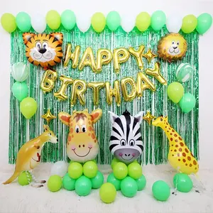 迷你节日派对装饰玩具卡通动物气球头定制造型铝氦箔气球批发