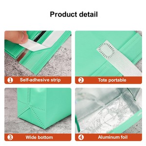 Sac isotherme personnalisé imperméable en non-tissé avec logo, sac isotherme en aluminium pour la livraison de nourriture, desserts, déjeuners, sacs isothermes à emporter - Product Image 3