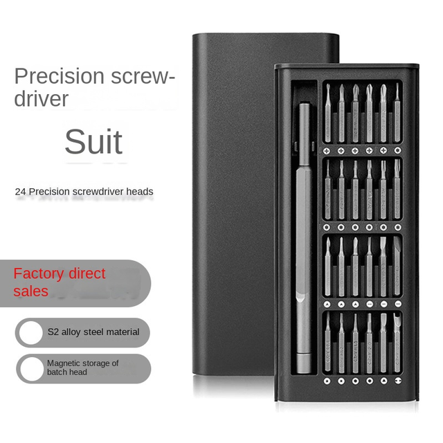 Magnetic 24-in-1 Mini Screwdriver Kit Chromium-vanadium Steel Screw Heads Aluminum Alloy/PP Handle Ultimate Fix for Gadgets