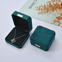 Hochwertige FENFEN YUANJIAO Achteckige Grün-Blaue Maßgefertigte Schmuckbox Samt-Set für Ringe Verpackung für Armbänder und Halsketten