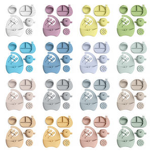 Ensemble d'alimentation fixe en silicone pour bébé résistant à la chaleur motif animal bol assiette bavoir tasse cuillère fourchette pour l'heure du <span class=keywords><strong>repas</strong></span> <span class=keywords><strong>de</strong></span> bébé - Product Image 2