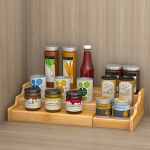 Estante para Especias de Bambú Expandible, Organizador de Almacenamiento de Cocina, Estante para Condimentos de Encimera, Forma Rectangular, No Requiere Perforación - Product Image 1
