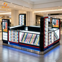 Kiosco de Aluminio con Cerradura, Vitrina de Vidrio con Iluminación LED para Teléfonos, Soporte para Kiosco de Teléfonos para Tiendas Minoristas de Marca