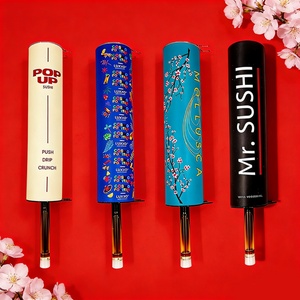 Tube en carton cylindrique minimaliste personnalisé avec logo, pour sushi, de qualité alimentaire, antiadhésif, biodégradable, écologique, avec système push-pop - Product Image 4