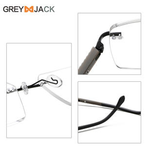 Lunettes de vue rectangulaires sans monture en métal gris pour homme, avec monture antidérapante, pour usage professionnel, numéro de pièce 2042 - Product Image 5