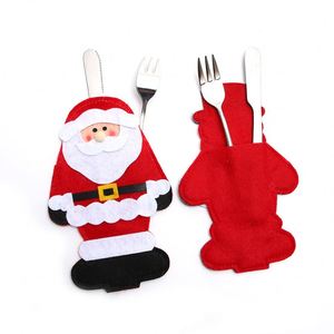 Ensemble de porte-couverts de Noël, bonhomme de neige, Père Noël, renne, housses pour couteaux et fourchettes pour la table de Noël, du Nouvel An, décoration de table, ornements - Product Image 4