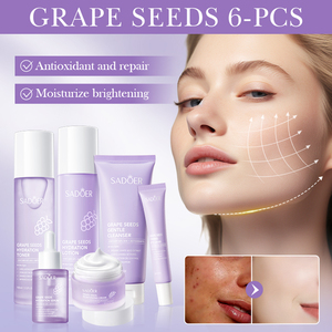 Etiqueta privada SADOER Semillas de uva Juego de cuidado facial Suave Traje de 6 piezas Caja de regalo hidratante facial hidratante para mujeres - Product Image 3