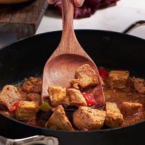 Cucharas y espátula de madera de teca, utensilios de cocina naturales antiadherentes, juego de utensilios de madera para cocinar con soporte - Product Image 4