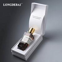 Botella de Perfume Cuadrada de Vidrio Transparente Vacía para Mujer 2026, con Tapa Dorada Rectangular, 30ml 50ml 100ml, con Caja de Regalo
