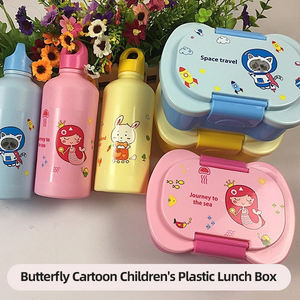 Double bouteille d'eau pour enfants Boîte à lunch en plastique pour micro-ondes Casse-croûte <span class=keywords><strong>Sandwich</strong></span> Conteneur alimentaire avec porte-bouteille d'eau - Product Image 3