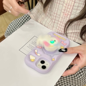 Custodia per telefono antiurto in silicone 3D a forma di <span class=keywords><strong>unicorno</strong></span> con supporto retrattile per ragazze, compatibile con i modelli 13-17 - Product Image 5