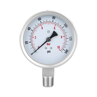 Manomètre de pression WZ 100 mm en acier inoxydable 304SS avec raccord fileté