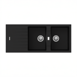 Fregadero de cocina empotrado de 2 cuencos de Avena, sintético, 127 cm de longitud - Product Image 3