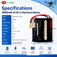 Pin LiPo dung lượng cao 12S 47.4V 16000mAh 10C dành cho máy bay không người lái phun thuốc trừ sâu nông nghiệp, có đầu nối tùy chỉnh