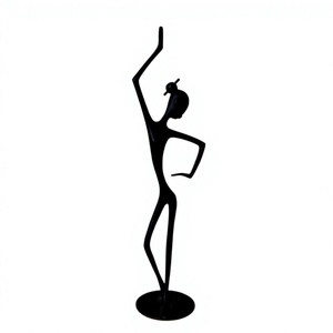 Escultura de Figura Bailarina de Metal en Tendencia, Hecha a Mano, Decoración Artística de Escritorio, Figura Humana Figurativa con Base Negra, Adorno de Mesa - Product Image 1