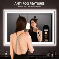 Miroir de salle de bain 48 "X32" LED avec cadre noir, anti-buée, réglable, miroir de vanité de salle de bain éclairé pour mur, fonction mémoire