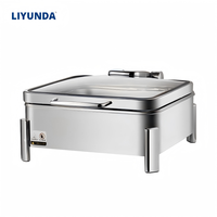 Liyunda – Ensemble de chauffe-plats rectangulaire de luxe en acier inoxydable, électrique, pour buffet, usage commercial, grande capacité, argenté