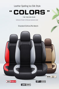 Venta al por mayor de fabricante directo, gran oferta, piel de dibujos animados, seda helada, juego de cojines para asiento de coche, tipo frontal hecho de material de cuero, red roja - Product Image 3