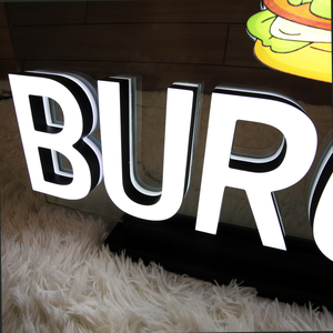 Insegna Luminosa LED Personalizzata a Forma di <span class=keywords><strong>Hamburger</strong></span>, Insegna 3D in Acrilico con Effetto Luce al Neon per Logo di Negozi, Bar e Centri Commerciali - Product Image 4