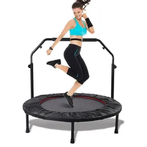 Indoor Zwarte 48 "4-Opvouwbare Mini-Trampoline Met Verstelbaar Handvat