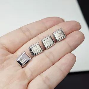 Ý quyến rũ Laser khắc ngày thép không gỉ quyến rũ Vòng đeo tay 9mm DIY đàn hồi liên kết chuỗi trang sức phụ kiện Quà Tặng Vòng đeo tay - Product Image 2